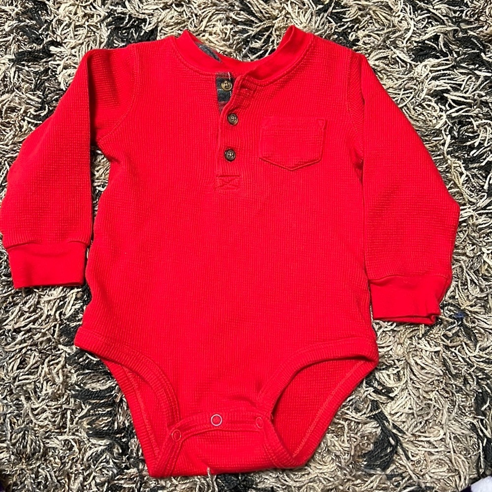 Carters Baby Boy Long Sleeve Onesie 18 Mos 100% Cotton